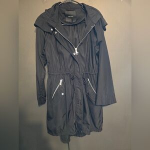 Zara Long Black Hooded Jacket